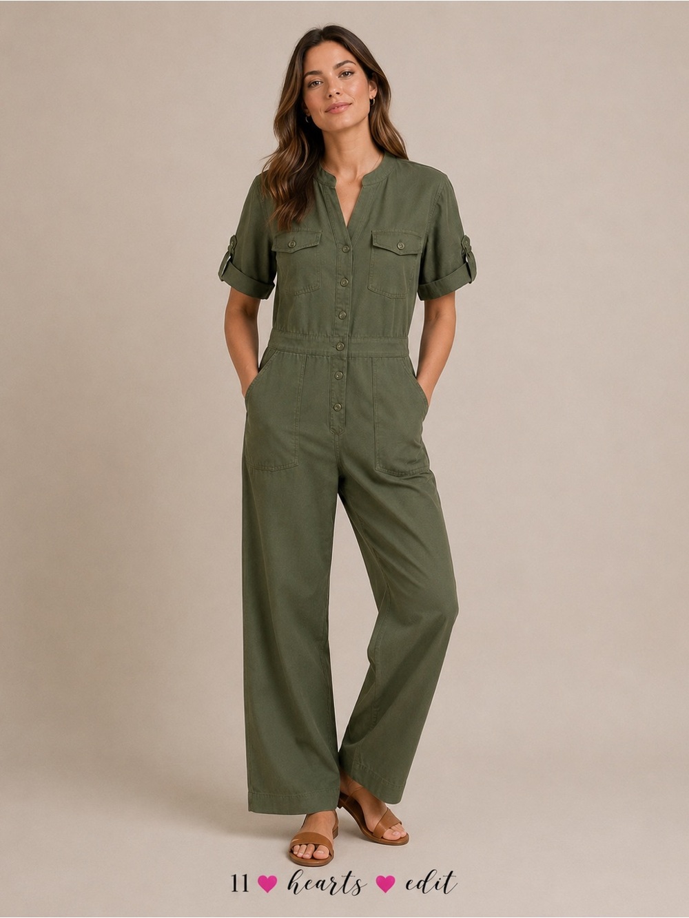 Sanctuary Olive Green Utility Jumpsuit Cotton Wide Leg Coveralls Small NEW
